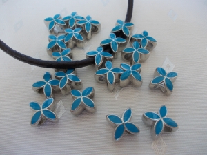 Бусина с эмалью "Цветок" голубая, серебро, 13х10 мм | купить бусины Пандора