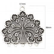 Коннектор в этническом стиле "Дерево, Узоры" античное серебро, 56×53 мм