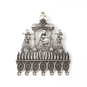 Коннектор в этническом стиле "Индия" античное серебро, 61×50 мм