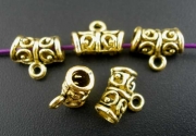 Бейл для кулона "Завитки" античное золото, 11х9 мм, 3.3 мм (2 шт)