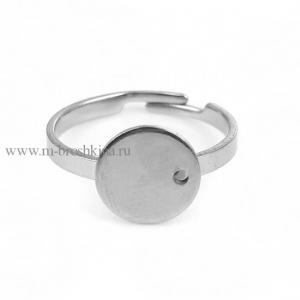 Основа для кольца с площадкой серебро, 10 мм | основы для колец