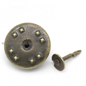 Заклепка - кнопка, основа для броши игла бронза, 11 мм, 11х5 мм | основа для броши