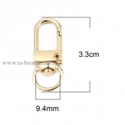 Карабин для брелка, карабин для сумки, золото, 33х12 мм