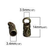 Концевик для шнура "Завитки" античная бронза, 14х5.5 мм, 3.4 мм (2 шт)