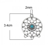 Коннектор "Ловец снов" античное серебро, 34х27 мм