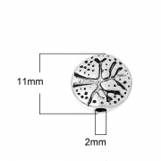 Бусина металлическая "Веточки" античное серебро, 11 мм, 2 мм