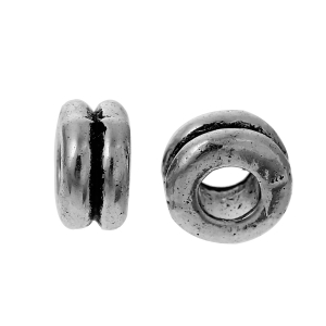 Бусина металлическая "Полоска" античное серебро, 6х3 мм
