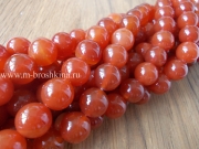 Бусины Сердолик шар, 10 мм (нить)