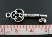 Подвеска двухсторонняя "Ключ" античное серебро, 29х10 мм