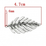Подвеска "Лист большой" античное серебро, 47х22 мм
