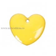 Подвеска золото "Сердце" с эмалью, желтая, 16х16 мм