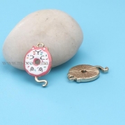 Подвеска золото "Кошка пончик", эмаль бело-розовая, 20х13 мм