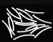Бусины металлические "Трубочки" серебряные, 30×2.5 мм (10 шт) 