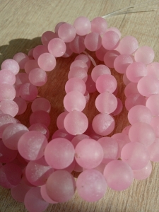 Кварц бусины, розовые матовые, 10 мм 