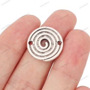 Коннектор для бижу "Спираль" античное серебро, 20 мм