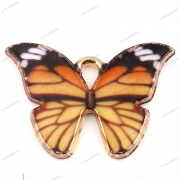 Подвеска эмаль "Бабочка" золото, коричневый, размер: 22×15 мм