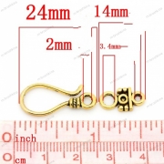 Замочек для бус "Крючок" античное золото, 24×11 мм, 14×7 мм (2 шт) 