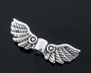 Бусина металл "Крылья" античное серебро, 22×7 мм 