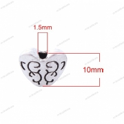 Бусина металл "Сердце с узором" античное серебро, 10×10 мм (2 шт) 