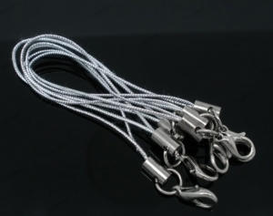 Шнурки для телефонов, 7 см, цвет: серебро 