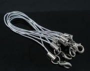 Шнурки для телефонов, 7 см, цвет: серебро (5 шт)
