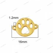Коннектор "Медальон Лапа" золото, 16×12 мм 