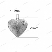 Медальон в виде Сердца серебро с растительным узором, 29×29 мм