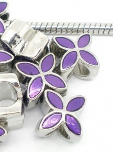 Пандора бусина "Цветок" серебро, эмаль фиолетовая, 13х10 мм, 5.2 мм | купить бусины Pandora