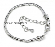 Браслет для бусин, серебро, 17 см 