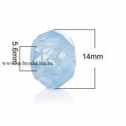 Бусина шарм голубая граненая, 14х8 мм, 5.6 мм (2 шт)