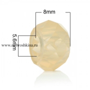 Бусина шарм жёлтая матовая граненая, 14х8 мм, 5.6 мм (2 шт)