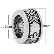 Бусина для браслета "Цветок" античное серебро, 8х4 мм (2 шт)