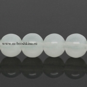 Стеклянные бусины "Иней", круглые, белое покрытие, 8 мм, 1.0 мм (20 шт)