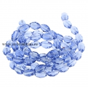 Бусины стеклянные граненные "Кристалл" светло-синие, 8*6.0 мм (5 шт)