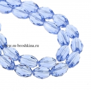 Бусины стеклянные граненные "Кристалл" светло-синие, 8*6.0 мм (5 шт)