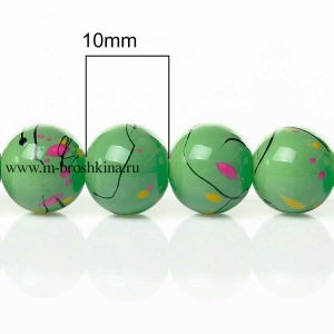 Cтеклянные бусины круглые "Ляпис" зеленые, микс, 10 мм, 1.1 мм 