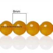 Бусины стеклянные "Медовые" желтые, 8 мм (20 шт)