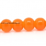 Стеклянные бусины круглые "Облепиха" оранжевые, 8 мм, 1.0 мм (20 шт)
