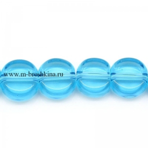 Стеклянные бусины "Плоские кружки" круглые, голубые, 10*5 мм, 2.0 мм | купить бусины стеклянные