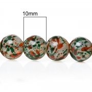 Стеклянные бусины круглые "Скалистый мох" серый, микс, 10 мм, 1.7 мм (5 шт)