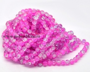 Стеклянные бусины круглые "Фукси" прозрачные, розовые, 8 мм, 1.0 мм | купить бусины стеклянные 