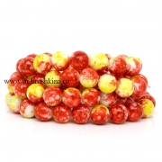 Стеклянные бусины круглые "Черешня", желтый, красный, 10 мм (10 шт)
