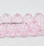 Бусины стеклянные граненые розовые, 10х8 мм, (5 шт)