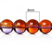 Стеклянные бусины "Фиолетово-оранжевые переливы", 8 мм, 1.5 мм (10 шт)