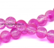 Стеклянные бусины круглые розовые "Rosy", 8 мм, 1.0 мм (20 шт)