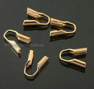 Зажим - протектор для шнура, тросика, золото (латунь), 8.5 мм | фурнитура для бижутерии