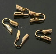 Зажим - протектор для шнура, тросика, золото (латунь), 8.5 мм (20 шт)