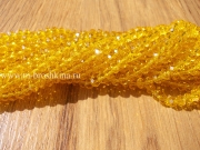 Бусины стеклянные граненые "Рондели" желтые, яркие, 3х4 мм (нить - 120 шт)