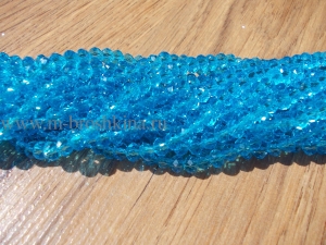 Стеклянные бусины разделители "Рондели" голубые, 3х4 мм