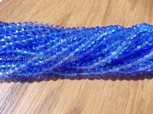 Стеклянные бусины разделители "Рондели" темно-голубые, 3х4 мм